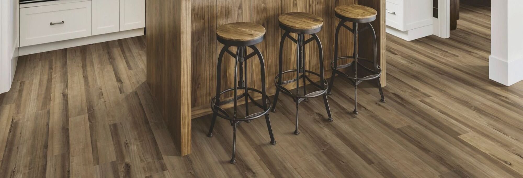 Island in kitchen with vinyl flooring from Floors Of Wilmington in the Wilmington, NC area